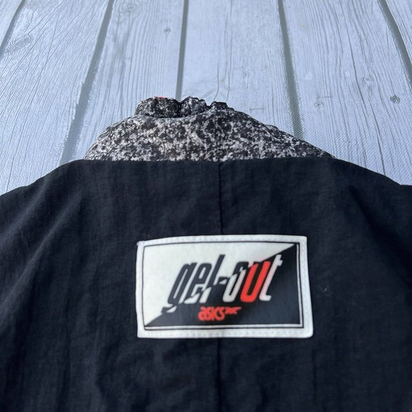 Vintage 90s Asics Running Design Print L/XL Zip Up Nylon Jacket Jogger - Picture 8 of 8